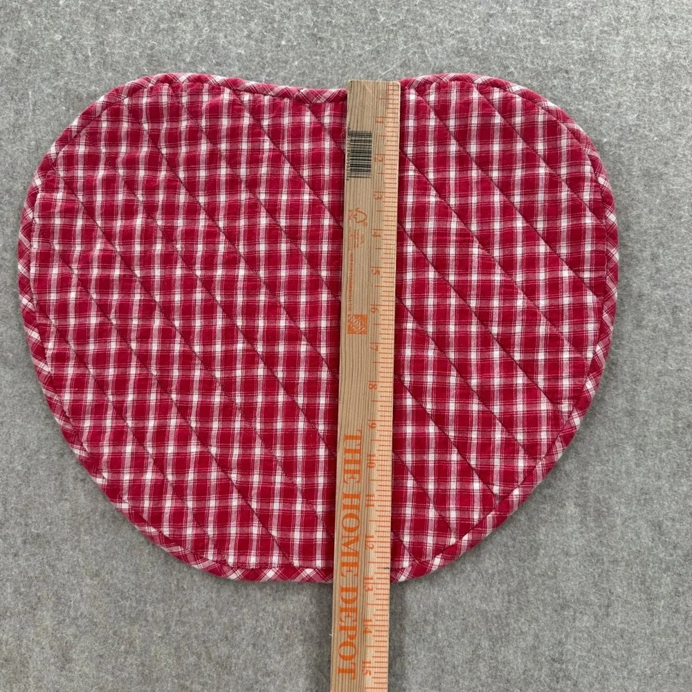 VTG Set of 6 Apple / Heart Placemats Red White Gingham Quilted Farmhouse Decor